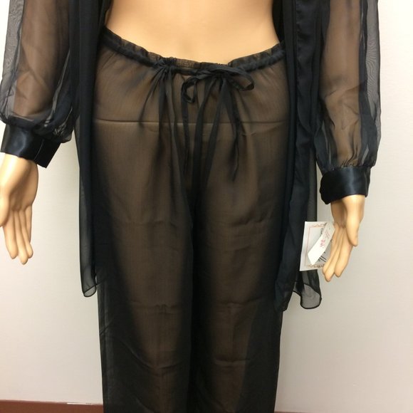 😍Vintage! Black Sheer Lingerie Jacket and Matching Pants Size Small - Picture 16 of 16